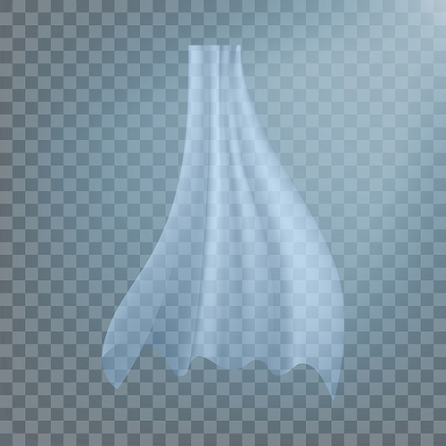 Fluttering White Cloth Vector. Textile Design. Interior Drapery. Blowing Object. Realistic Clear Material Illustration