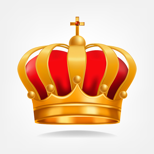 Gold Crown Vector. King Design. Royal Icon. Isolated Realistic Illustration