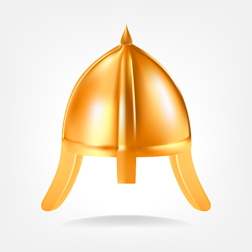 Gold Helmet Vector. Golden King Royal Helmet. Monarchy Power. Isolated Illustration