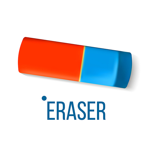 Eraser Stationery Vector. Blue Orange. Mistake Fix. Education Design. Classic Rubber Realistic Illustration