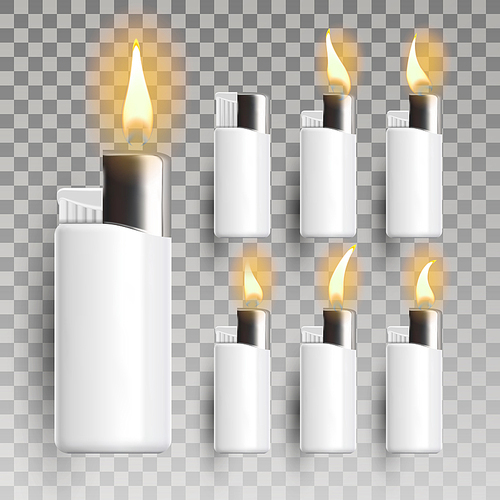 Lighter Vector. Fuel Ignite. Flaming Style. 3D Realistic Lighter Icon. Illustration