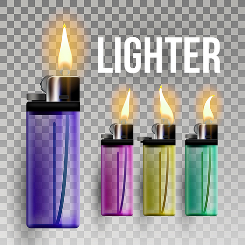 Lighter Vector. Cigarette Light Equipment. 3D Realistic Lighter Icon. Illustration
