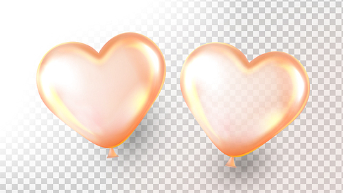 Heart Balloon Vector. Transparent 3D Realistic Air Balloon In Form Of Heart. Romantic Wedding Day Design. Romance Art. Illustration