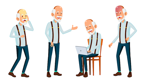Asian Old Man Vector. Elderly People. Senior Person. Aged. Smile. Advertisement, Greeting Announcement Design Isolated Illustration