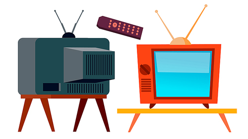 Old TV Vector. Retro Television Screen. Isolated Flat Cartoon Illustration