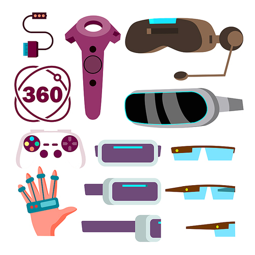 Virtual Reality Glasses Vector. Cyberspace Technology. VR Game. Futuristic Mask. Isolated Flat Cartoon Illustration