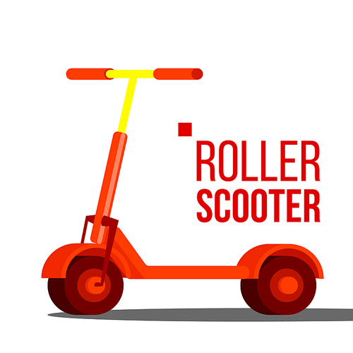 Roller Scooter Vector. Balance Bike, Eco Transport. Kick Push Scooter. Isolated Cartoon Illustration