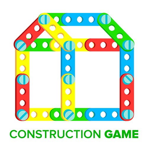 Construction Game Vector. Developing Child Toy. Structure Symbol. Isolated Cartoon Illustration