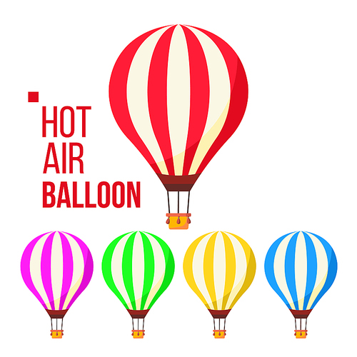 Hot Air Balloon Vector. Sky Travel Icon. Flight Transport. Retro Old Vintage Aerostat. Isolated Cartoon Illustration