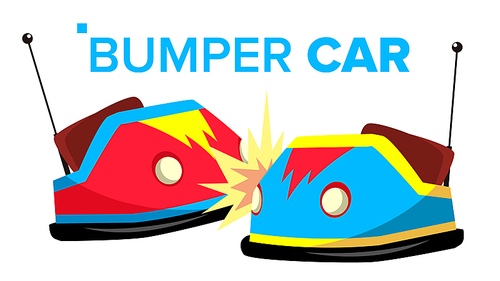 Bumper Car Vector. Attraction Hotroad Amusement Park. Bumps. Isolated Cartoon Illustration