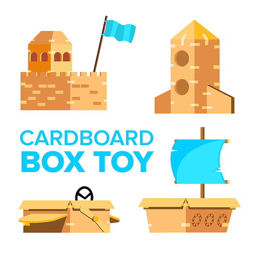 Cardboard Toy Vector. Playground Activity. Box Isolated Flat Illustration