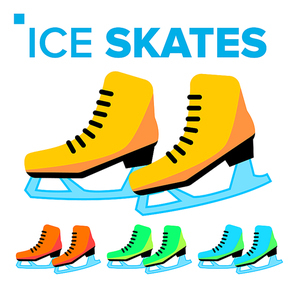 Ice Skates Icon Vector. Classic Female Winter Retro Figure Sport Shoes. Isolated Flat Cartoon Illustration