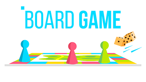 Board Game Vector. Field Space. Logical Table Game For Kids. Isolated Cartoon Illustration