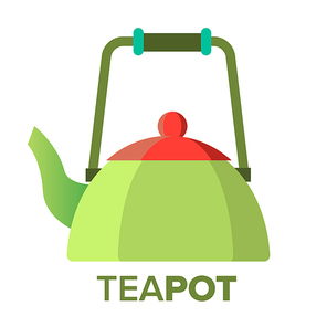 Teapot, Kettle Vector. Tea Ceremony Party Symbol. Metal Or Ceramic. Isolated Cartoon Illustration