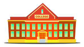 College Building Vector. Modern University Academy. Isolated Cartoon Illustration