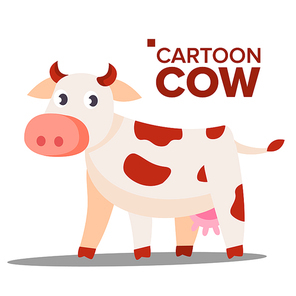 Cow Vector. Animal Isolated Flat Illustration