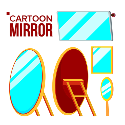Mirror Set Vector. Isolated Flat Illustration
