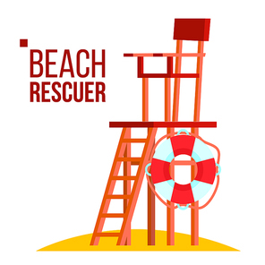 Beach Rescuer Vector. Flat Cartoon Illustration