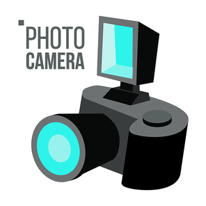 Photo Camera Vector. Simple Icon. Flat Cartoon Illustration