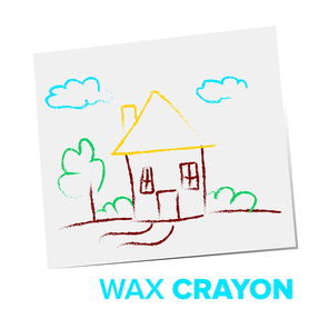 Wax Crayon Child Drawind Vector. My House. Family. Isolated Cartoon Illustration