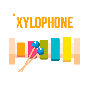 Xylophone Vector. Musical Child Instrument. Flat Cartoon Illustration