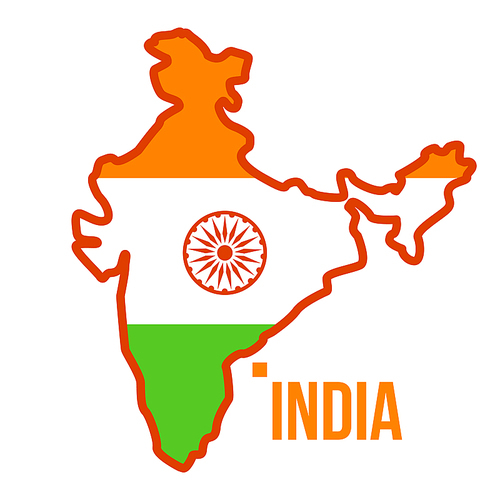 India Map Vector. Flag Flat Cartoon Illustration