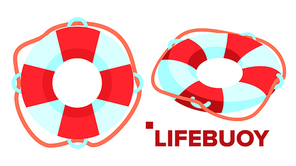 Lifebuoy Vector. Classic Summer Beach Support. Flat Cartoon Illustration