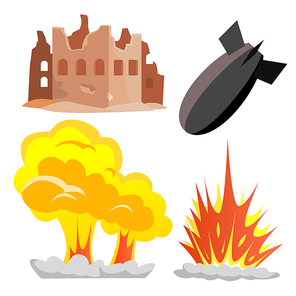 Nuclear Bomb Blast Vector. Icon. Military War Conflict. Isolated Cartoon Illustration