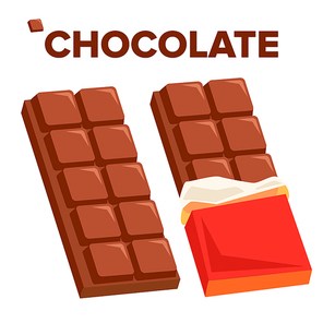 Chocolate Bar Icon Vector. Dark Opened Taste Bar. Isolated Cartoon Illustration