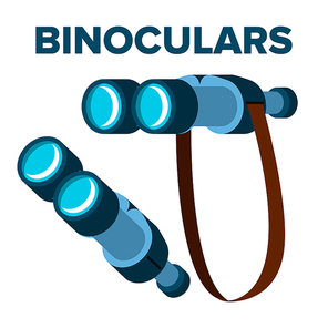 Binoculars Icon Vector. With Strap. Isolated Cartoon Illustration