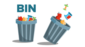 Bin Garbage Vector. Full Of Trash. Inverted. Isolated Illustration
