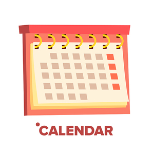 Calendar Icon Vector. Annual Object. Date. Isolated Flat Illustration