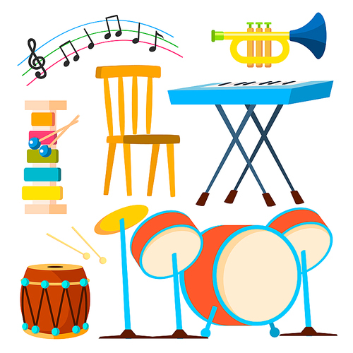 Musical Instrument Drum Keyboard Instrument Trumpet Vector Illustration
