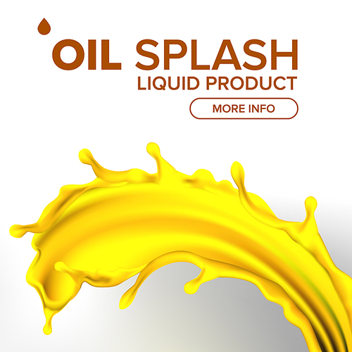 Oil Splash Vector. Advertisement. Clear Stream. Fuel Wave. Gas, Collagen 3D Realistic Isolated Illustration