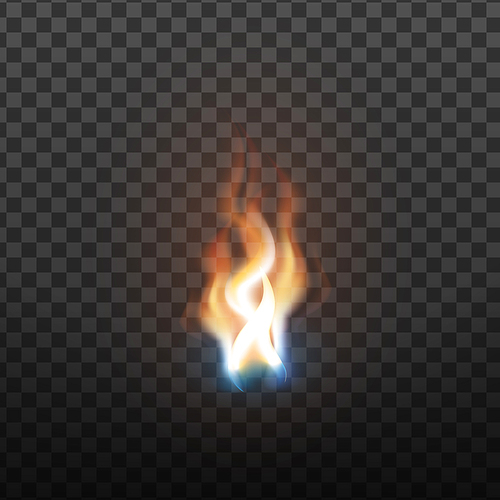 Realistic Burning Brush Fire Flame Element Vector. Hot Red Blaze Spurt Or Translucent Fire Torch Flame With Special Effect Closeup Isolated On Transparency Grid Background. 3d Illustration