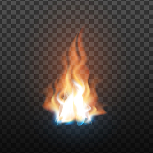 Animation Stage Of Burning Orange Fire Vector. Fiery Heat Overlay Brush And Bonfire Burning Flare Design Decoration Closeup Isolated On Transparency Grid Background. 3d Illustration