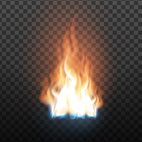 Animation Stage Of Decorative Fire Flame Vector. Abstract Flammable Wildfire, Burning Blaze With Translucent Elements Special, Glowing Fireball Effect On Grid Background. 3d Illustration