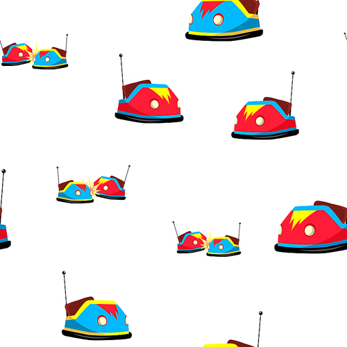 Bumper Car Seamless Pattern Vector. Amusement Park. Activity. Drive. Cute Graphic Texture. Backdrop. Cartoon Colorful Background Illustration