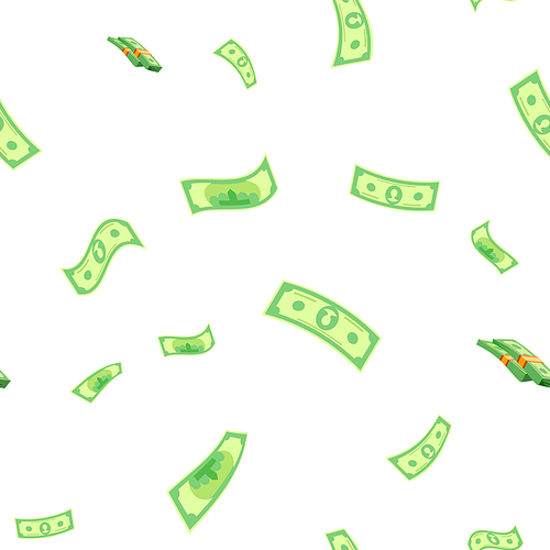 Dollar Seamless Pattern Vector. Green Money. Finance Currency. Cute Graphic Texture. Textile Backdrop. Colorful Background Illustration