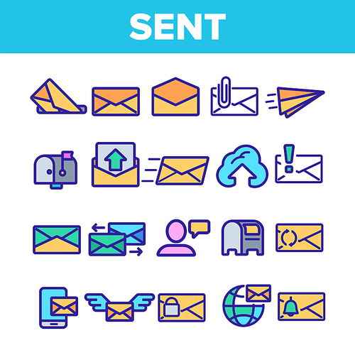 Send Message Linear Vector Icons Set. Send Email Thin Line Contour Symbols Pack. Online Communication Pictograms Collection. Internet Correspondence. Paper Plane, Envelope Outline Illustrations