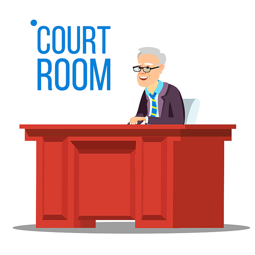 Courtroom Vector. Old Judge Courtroom. Court House Illustration