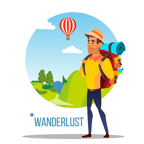 Wanderlust Vector. Adventure Wanderlust Concept. Travel Design. Nature Illustration