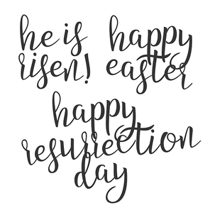 calligraphy of ink resurrection letters vector. stylish typography inscription poster with different handwritten happy risen ., resurrection day elegance text. design flat illustration