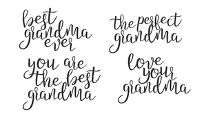 Modern Calligraphy Ink Of Word Grandma Vector. Stylish Creative Typography Black And White Inscription Handwritten Letters Best Perfect Grandma Ever Love Elegant Decoration. Text Flat Illustration