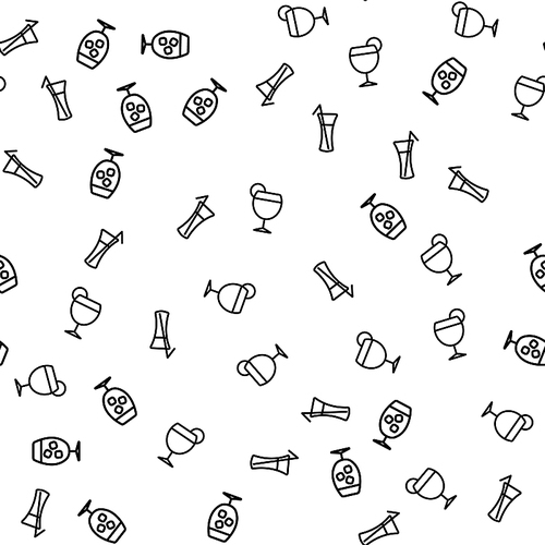 Wineglass Ornament Winery Seamless Pattern Vector. Cocktail Icon Goblets Sign Monochrome Glass Wallpaper Design Holiday Celebration. Restaurant Party Concept Flat Vector Illustration