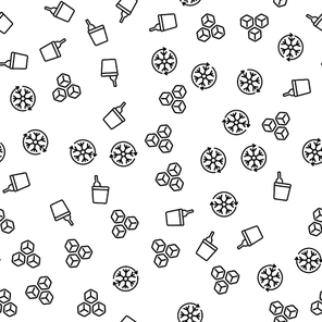 Bottle Ice Bucket Cool Off Seamless Pattern Vector. Beverage Cocktail Party Icon Restaurant Concept. Drink Coolness Monochrome Template Holiday Celebration Flat Vector Illustration