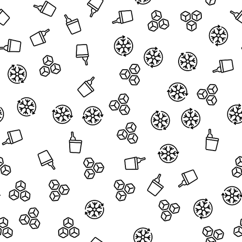 Bottle Ice Bucket Cool Off Seamless Pattern Vector. Beverage Cocktail Party Icon Restaurant Concept. Drink Coolness Monochrome Template Holiday Celebration Flat Vector Illustration