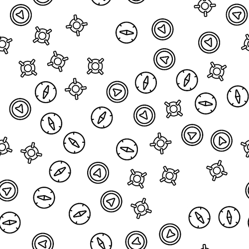 Location Destination Point Seamless Pattern Vector. Compass, Online Marker Of Current Location And Direction. Gps Navigator High Technology Monochrome Texture Icons. Template Flat Illustration