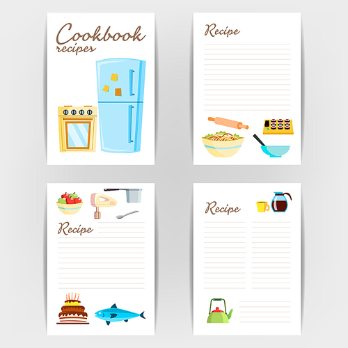 Cookbook Vector. Recipe Kitchen Cookbook Card Page. Blank For Text. Illustration