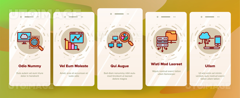 Data Analysis, Web Storage Onboarding Mobile App Page Screen Vector ...